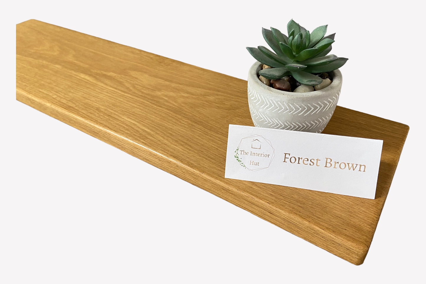 Oak Floating Shelf - 20cm Deep x 2cm Thick - For masonry walls