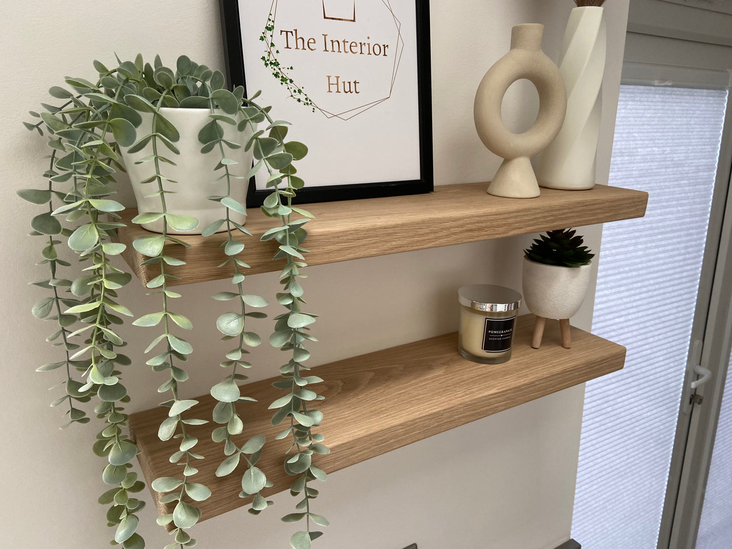 Oak Floating Shelf - 15cm Deep x 3.2cm Thick For masonry walls
