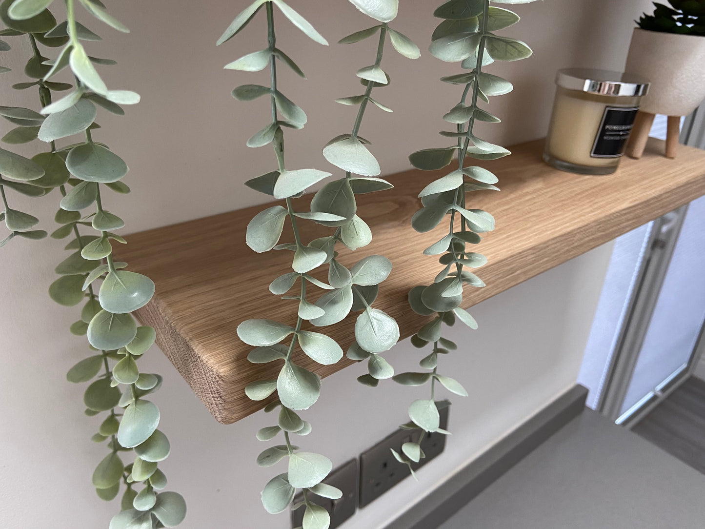 Oak Floating Shelf - 15cm Deep x 3.2cm Thick For masonry walls
