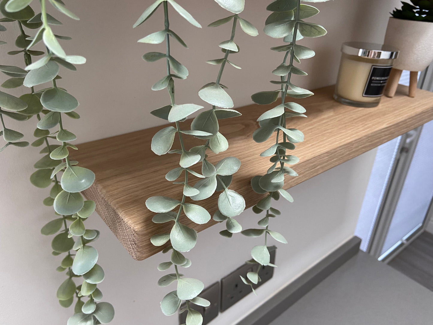 Oak Floating Shelf - 12cm Deep x 3.2cm Thick  For masonry walls