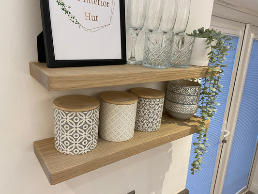 Oak Floating Shelf - 15cm Deep x 3.2cm Thick For masonry walls
