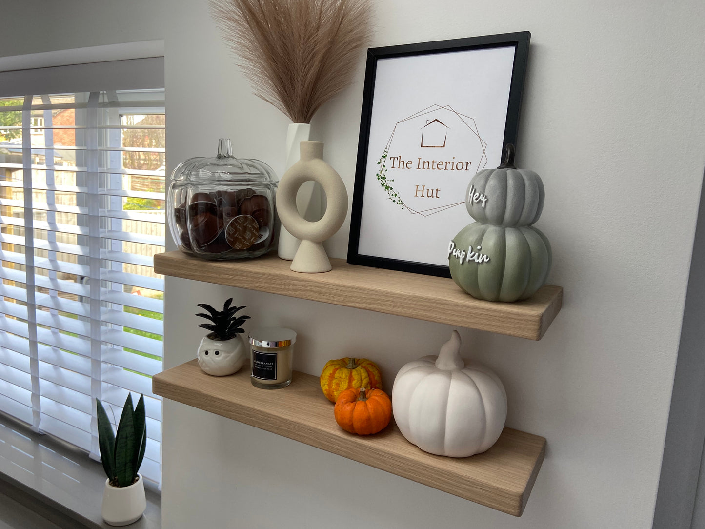 Oak Floating Shelf - 15cm Deep x 3.2cm Thick For masonry walls