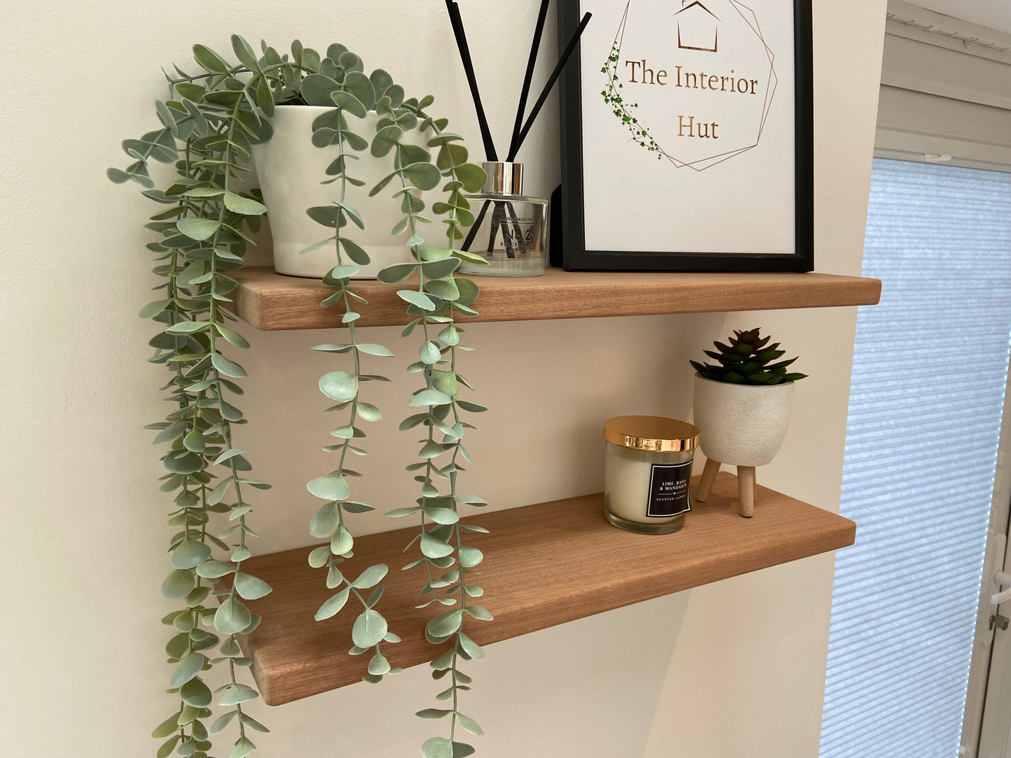 Slim Sapele Floating Shelf - Smooth Finish 20cm Deep x 2cm Thick