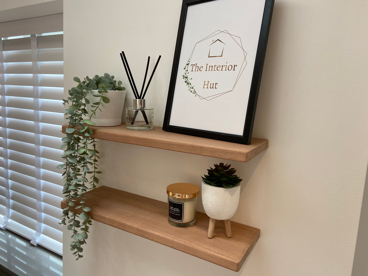 Slim Sapele Floating Shelf - Smooth Finish 15cm Deep x 2cm Thick For Plasterboard Stud Walls