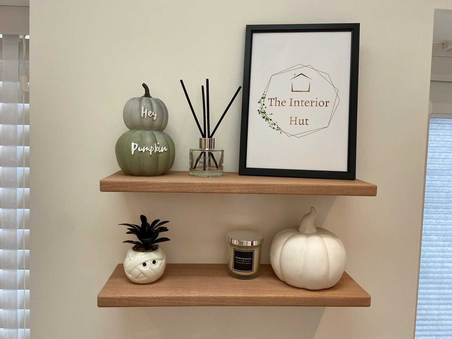 Slim Sapele Floating Shelf - Smooth Finish 15cm Deep x 2cm Thick For Plasterboard Stud Walls