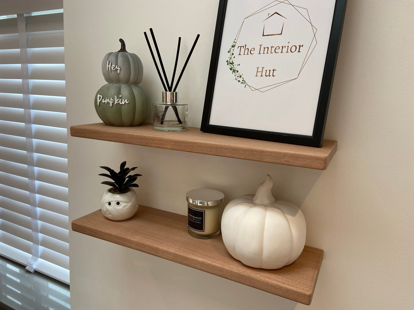 Slim Sapele Floating Shelf - Smooth Finish 15cm Deep x 2cm Thick For Plasterboard Stud Walls
