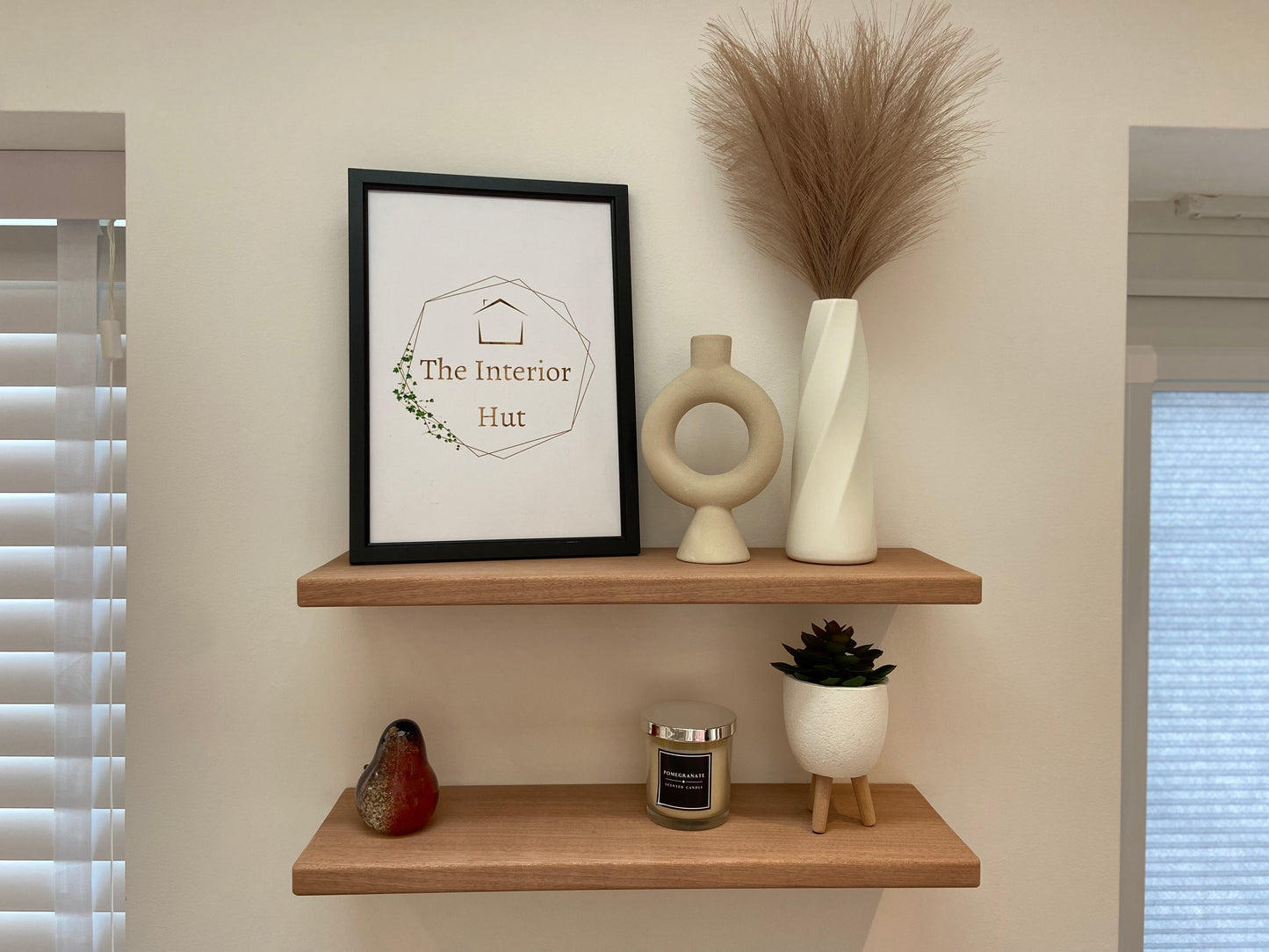 Slim Sapele Floating Shelf - Smooth Finish 15cm Deep x 2cm Thick For Plasterboard Stud Walls