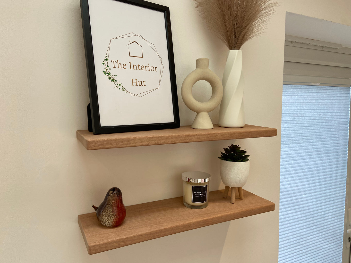 Slim Sapele Floating Shelf - Smooth Finish 20cm Deep x 2cm Thick