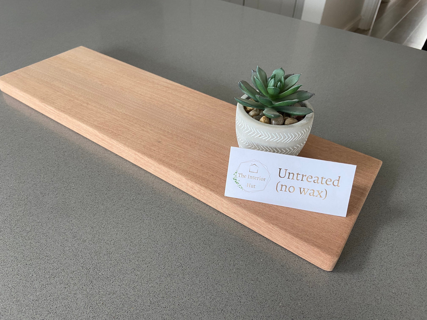 Slim Sapele Floating Shelf - Smooth Finish 20cm Deep x 2cm Thick