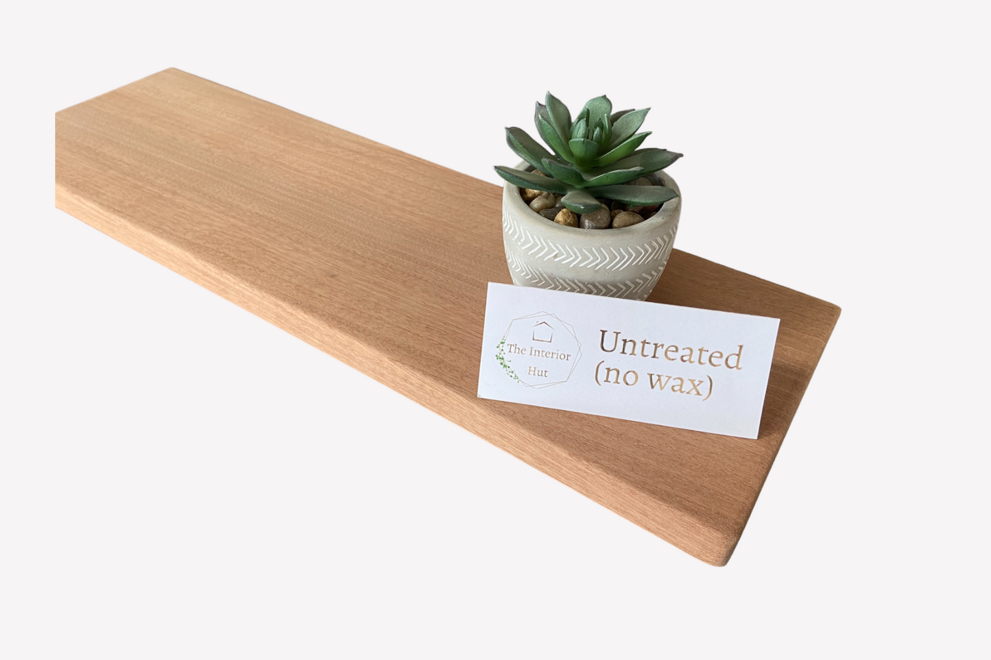 Slim Sapele Floating Shelf - Smooth Finish 15cm Deep x 2cm Thick For Plasterboard Stud Walls