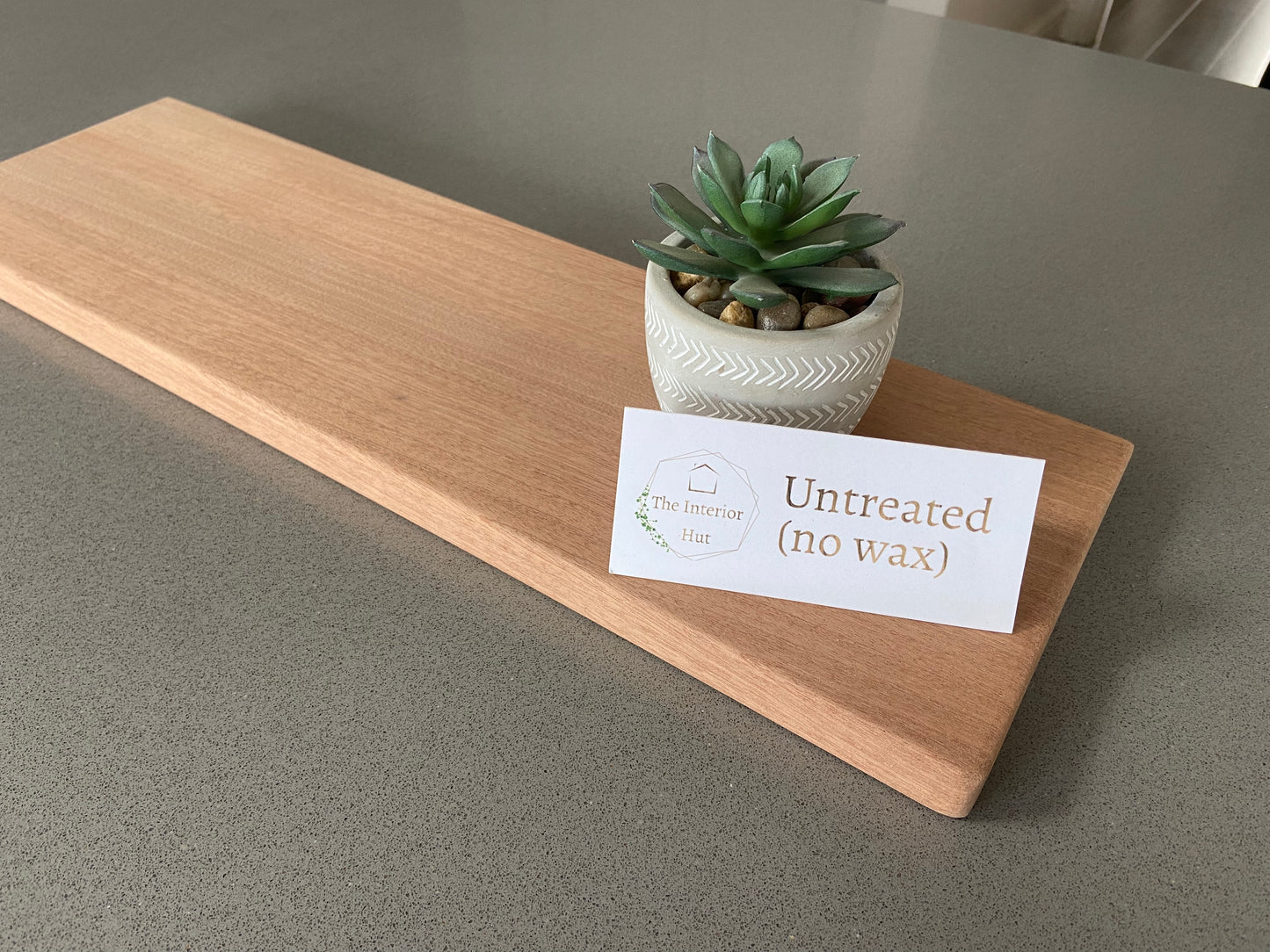 Slim Sapele Floating Shelf - Smooth Finish 20cm Deep x 2cm Thick