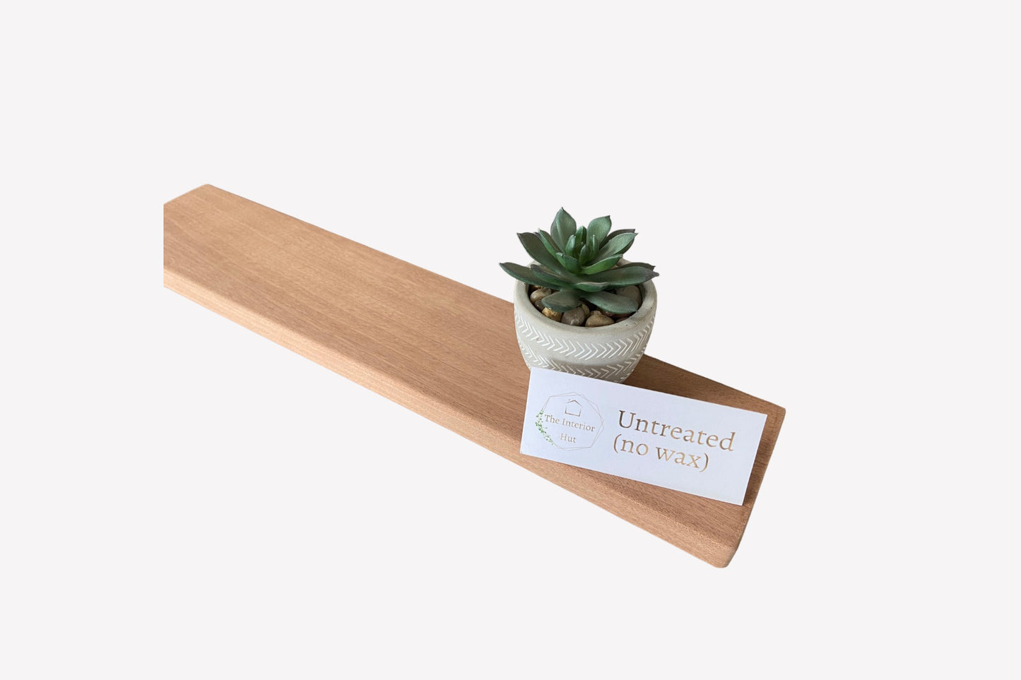 Slim Sapele Floating Shelf - For Plasterboard Dot and dab walls - Smooth Finish 10cm Deep x 2cm Thick