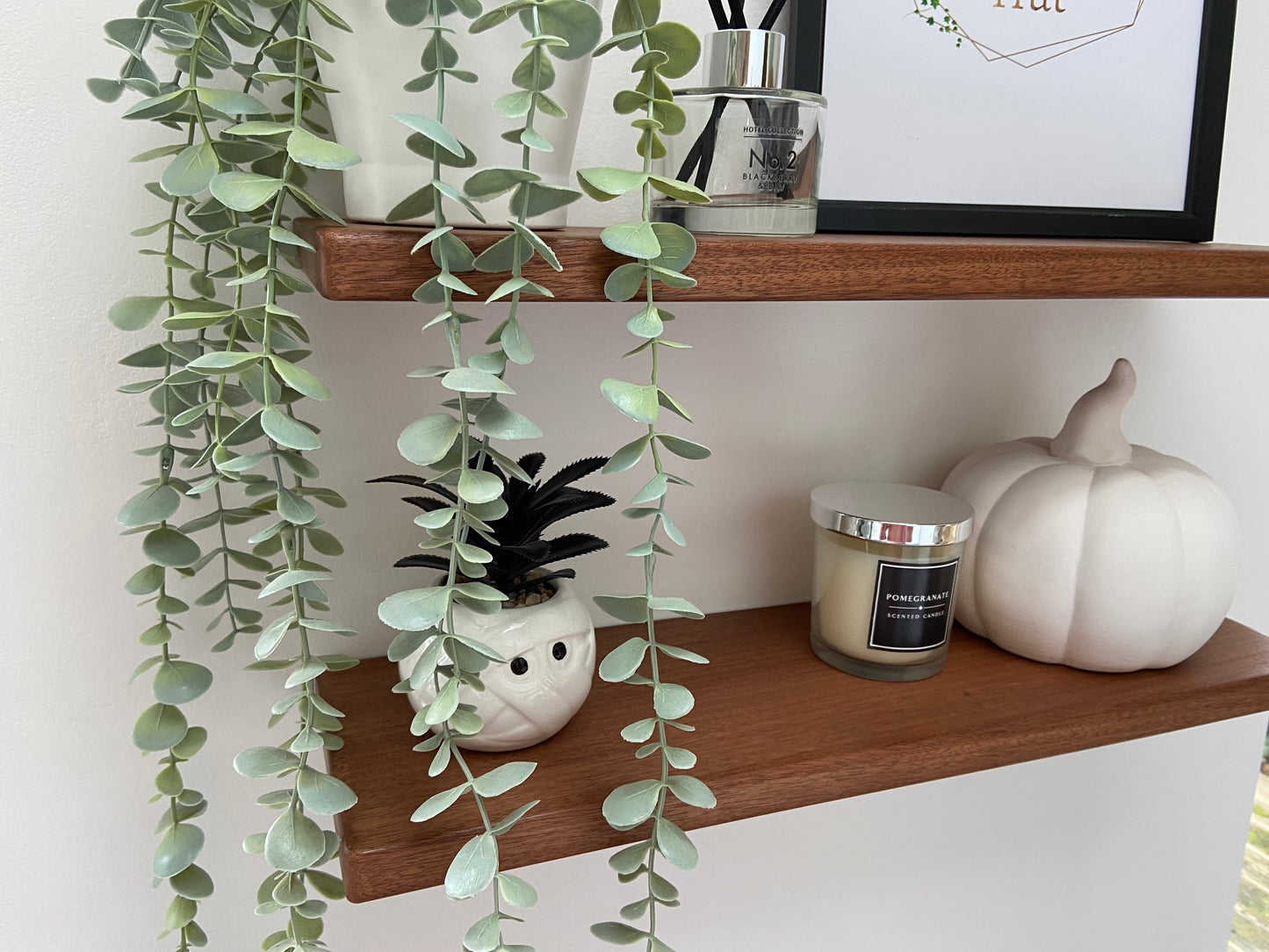 Slim Sapele Floating Shelf - Smooth Finish 20cm Deep x 2cm Thick