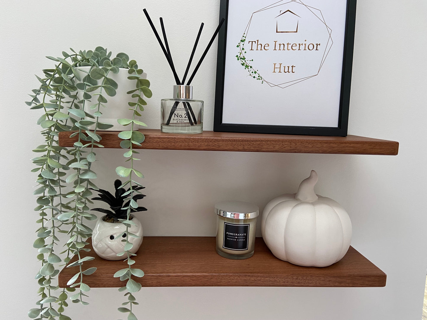 Slim Sapele Floating Shelf - Smooth Finish 15cm Deep x 2cm Thick For Plasterboard Stud Walls