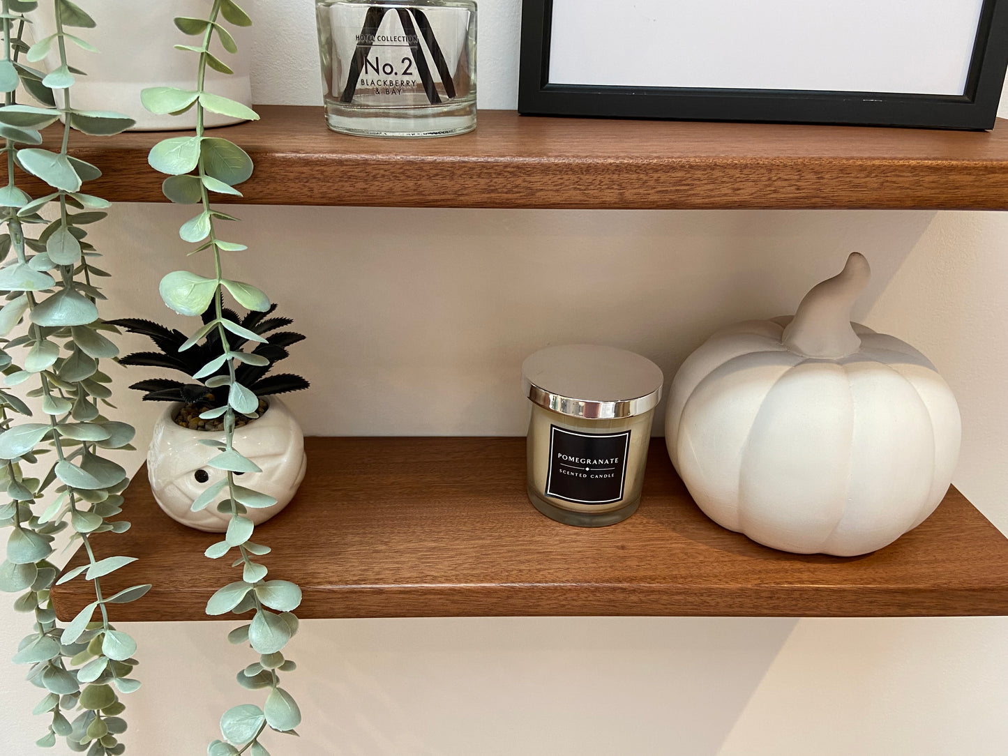 Slim Sapele Floating Shelf - Smooth Finish 15cm Deep x 2cm Thick For Plasterboard Stud Walls