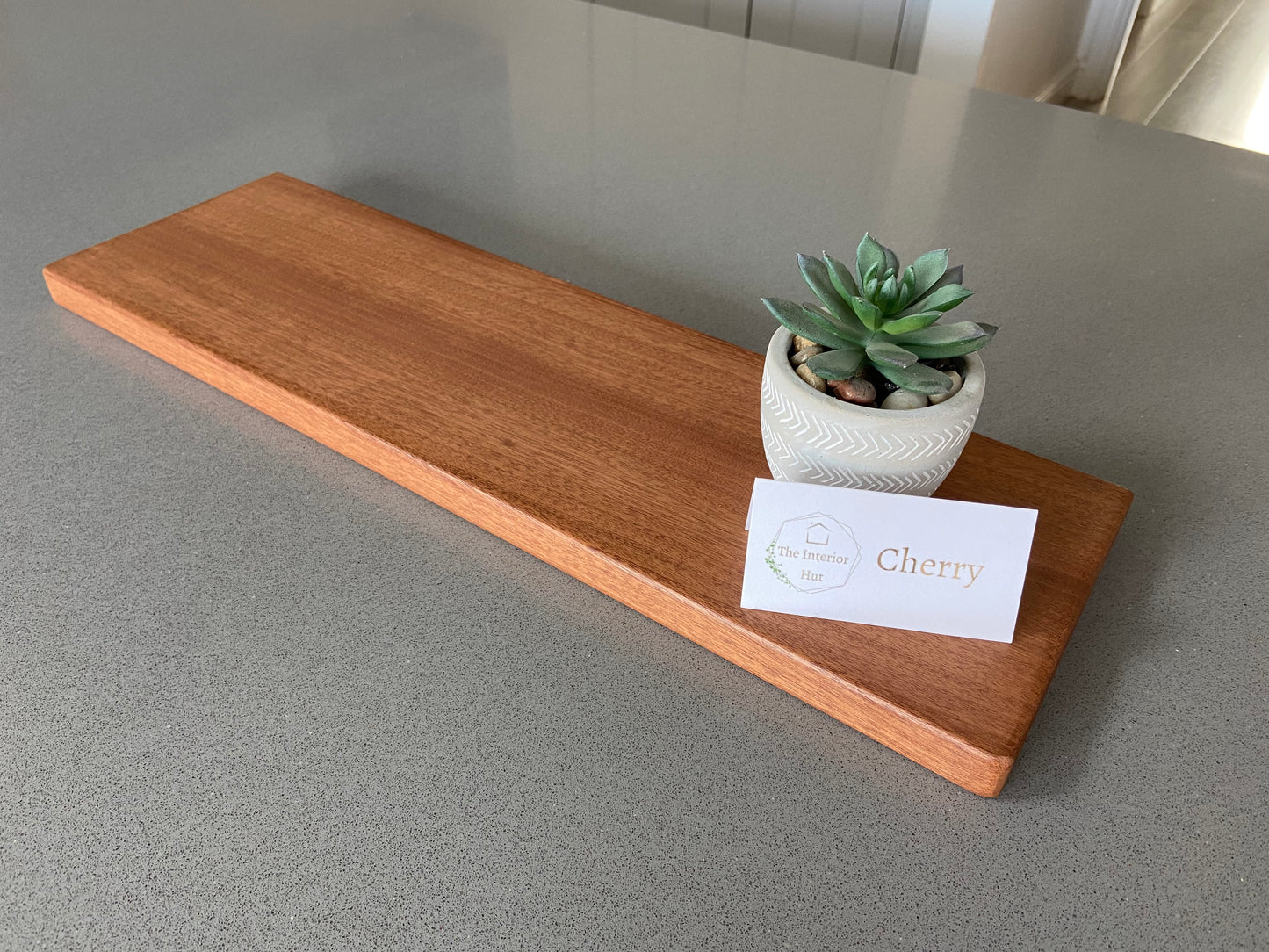 Slim Sapele Floating Shelf - Smooth Finish 20cm Deep x 2cm Thick