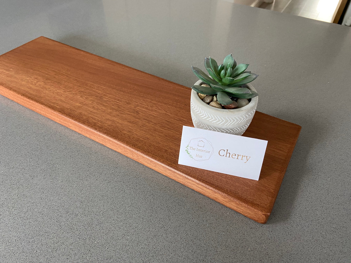 Slim Sapele Floating Shelf - Smooth Finish 20cm Deep x 2cm Thick