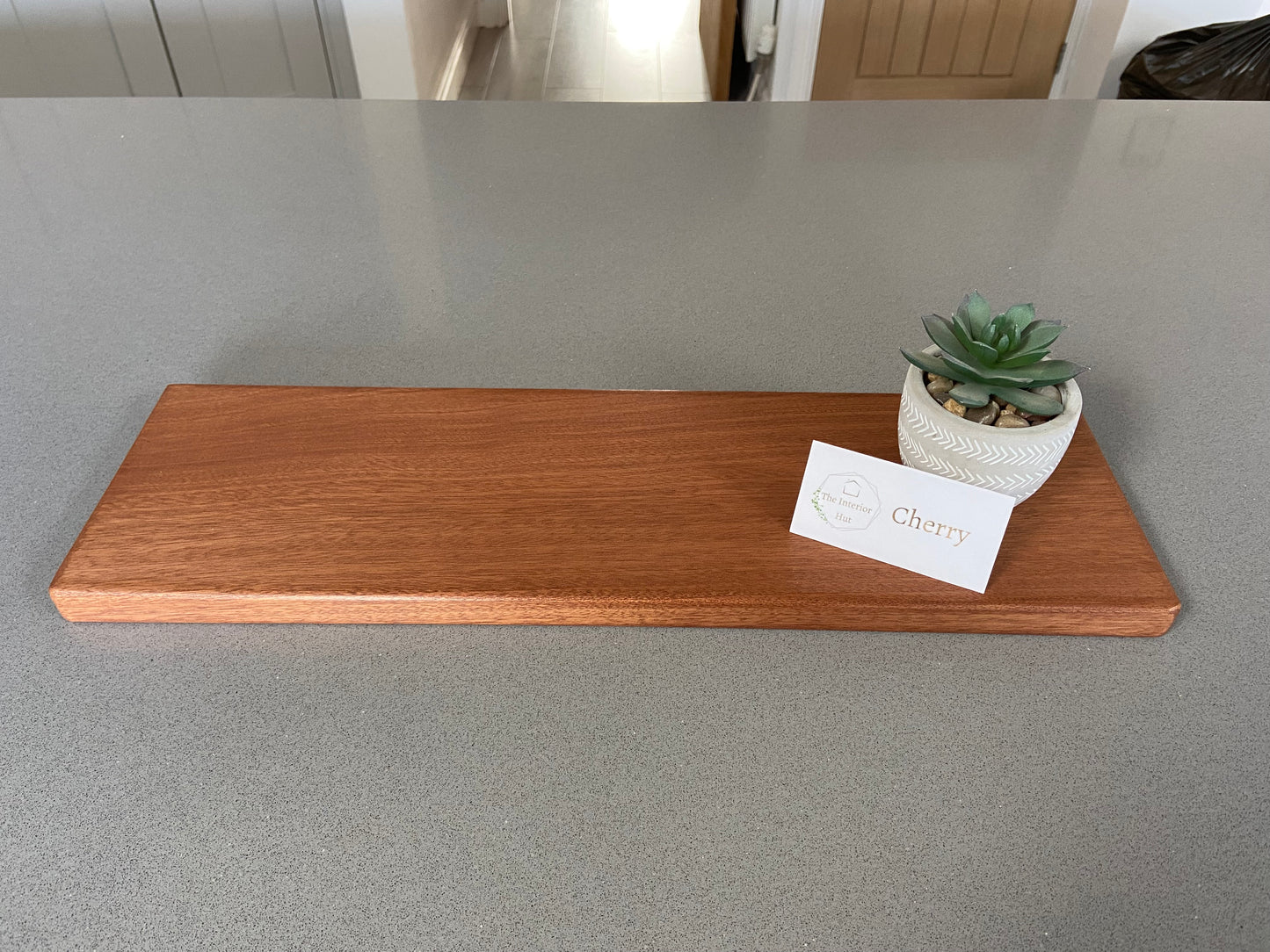 Slim Sapele Floating Shelf - Smooth Finish 20cm Deep x 2cm Thick