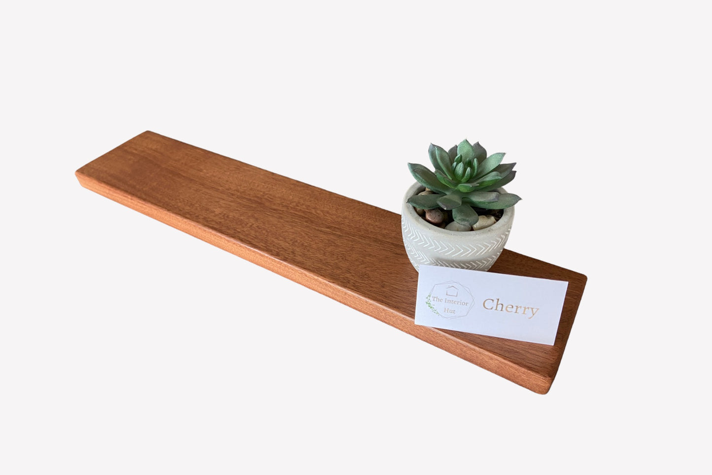 Slim Sapele Floating Shelf - For Plasterboard Dot and dab walls - Smooth Finish 10cm Deep x 2cm Thick