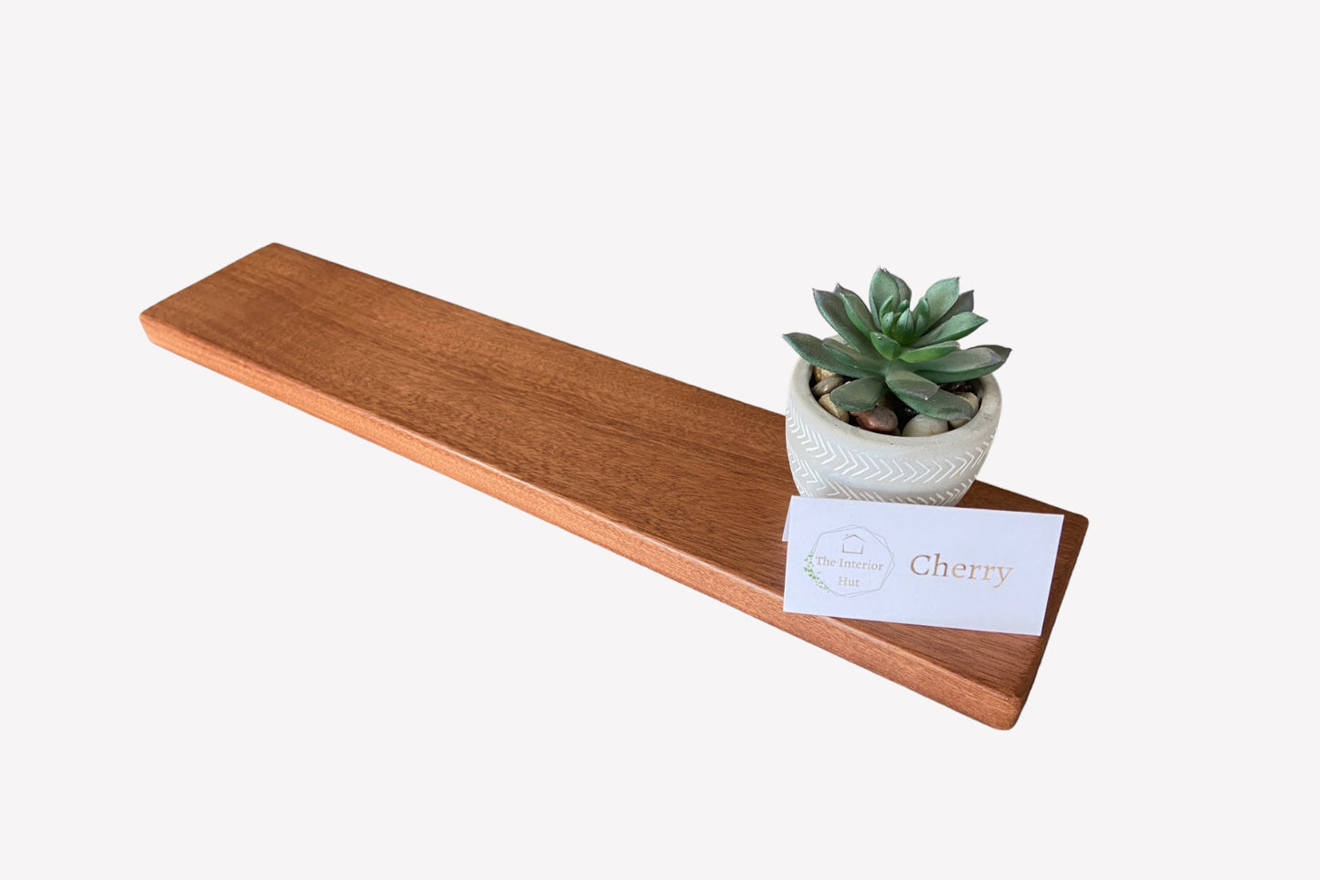 Slim Sapele Floating Shelf - For Plasterboard Dot and dab walls - Smooth Finish 10cm Deep x 2cm Thick