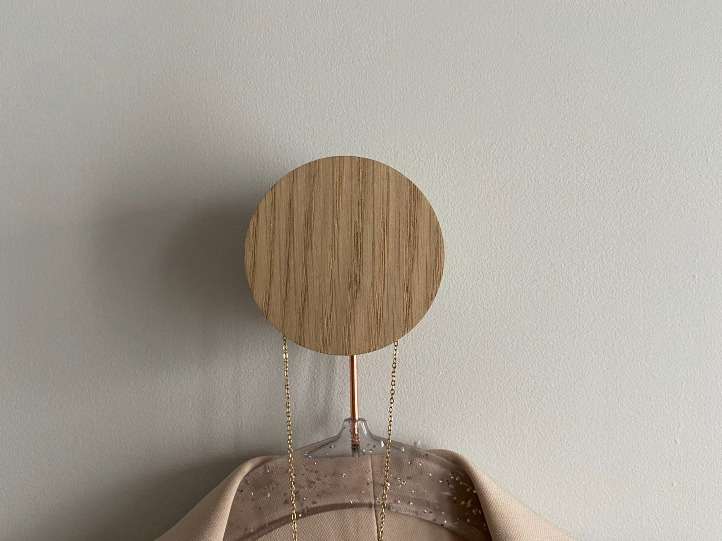 Pair of Round oak hooks / Circle coat pegs / Decorative wall hanger / Deep
