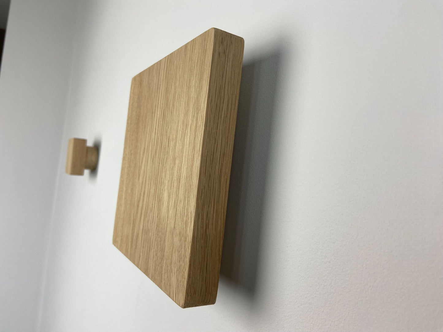 Pair of Square oak hooks / Circle coat pegs / Decorative wall hanger