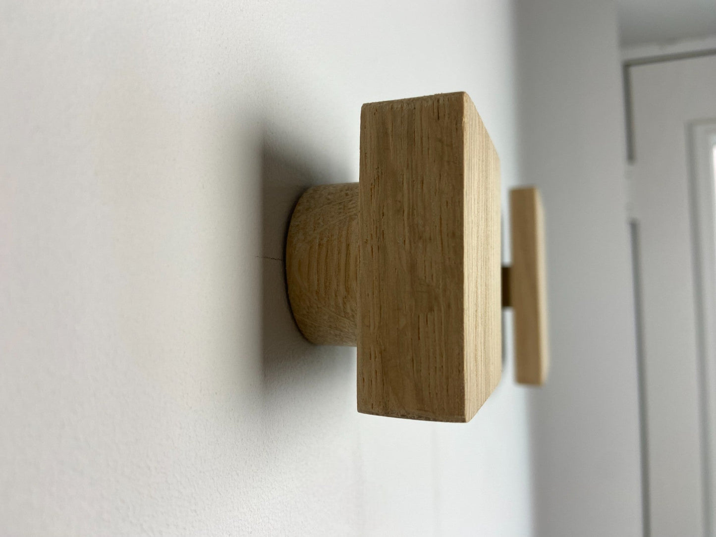 Pack of 5 of Square oak hooks / Circle coat pegs / Decorative wall hanger / Deep