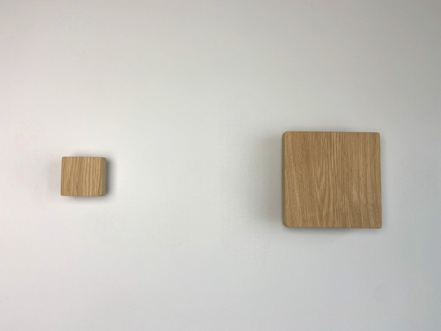 Pair of Square oak hooks / Circle coat pegs / Decorative wall hanger