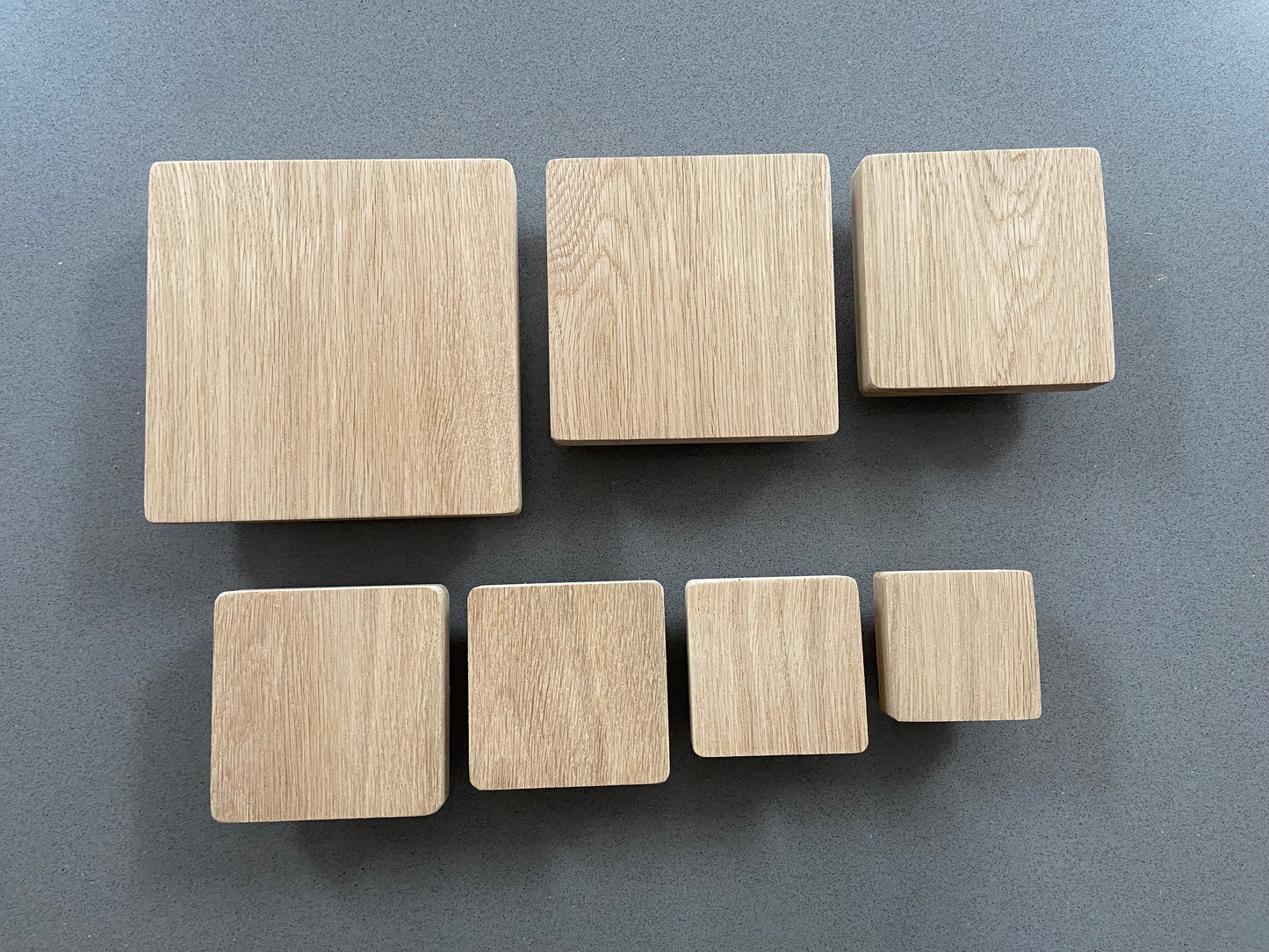 Pack of 3 Square oak hooks / Circle coat pegs / Decorative wall hanger / Deep