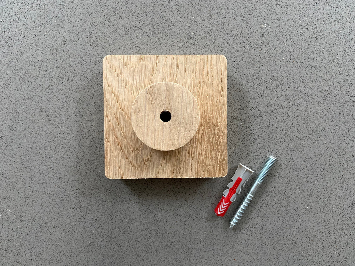 Pack of 3 Square oak hooks / Circle coat pegs / Decorative wall hanger / Deep