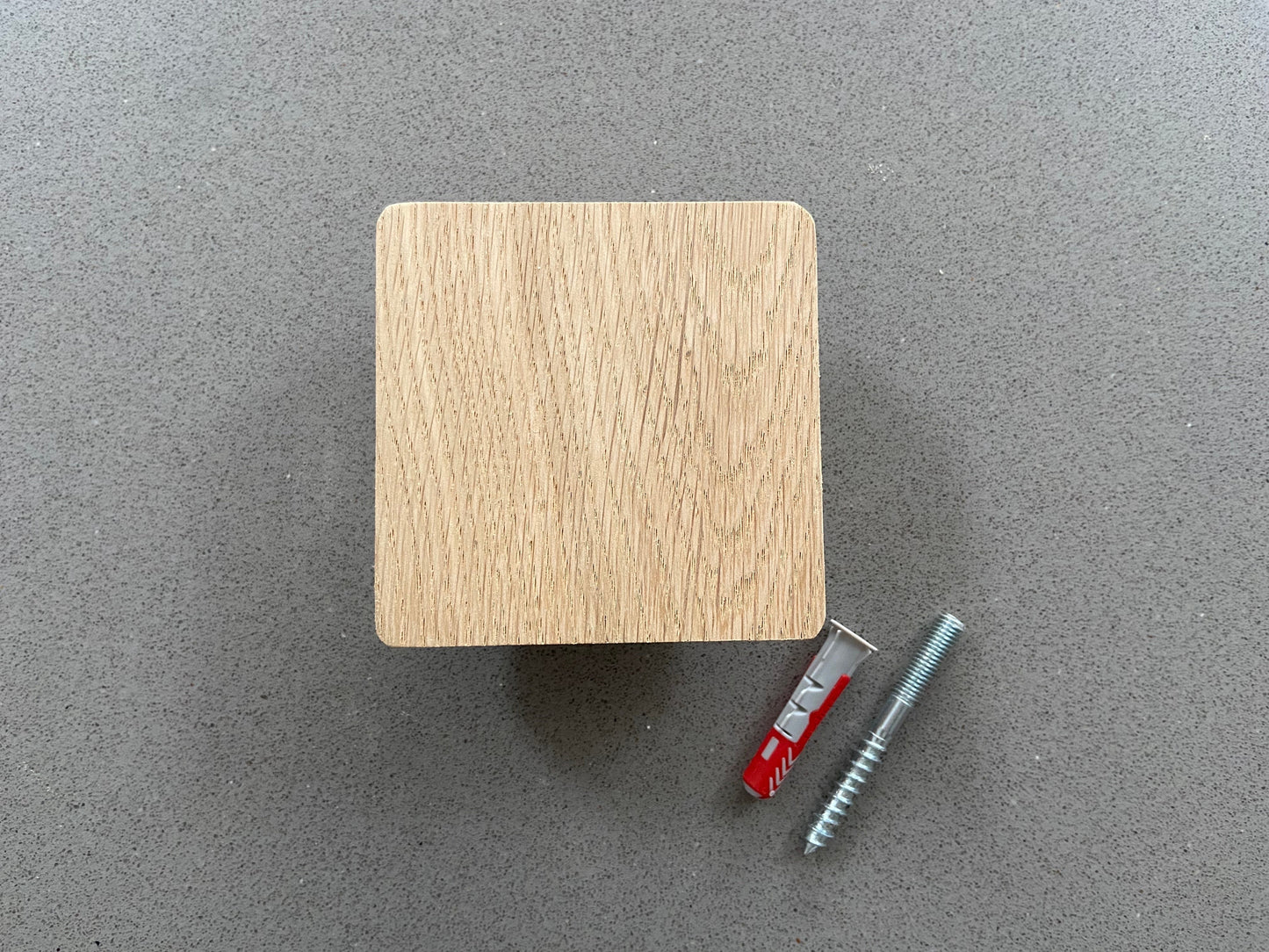 Pack of 5 of Square oak hooks / Circle coat pegs / Decorative wall hanger / Deep