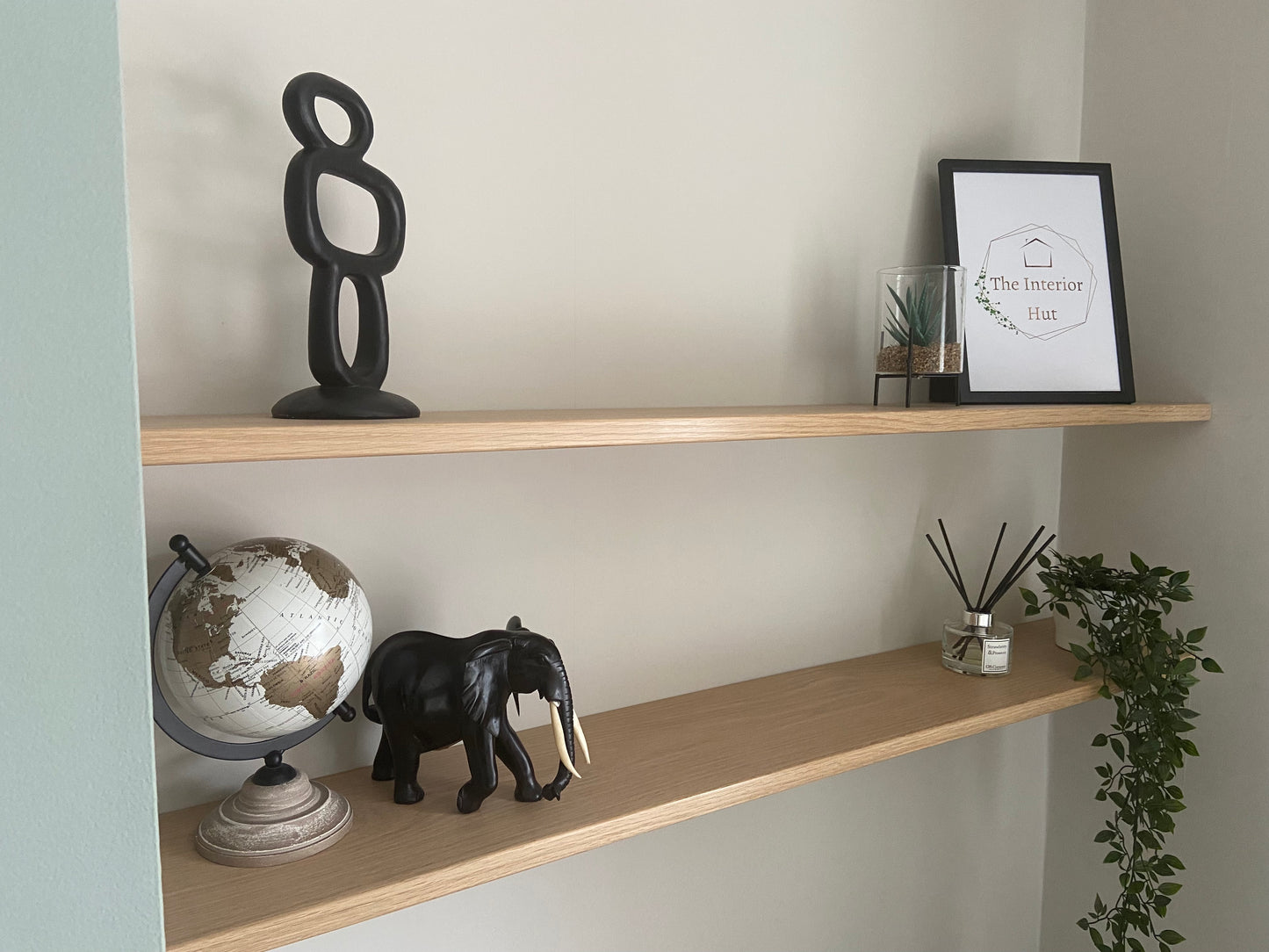 Oak Floating Shelf - 20cm Deep x 2cm Thick - For masonry walls