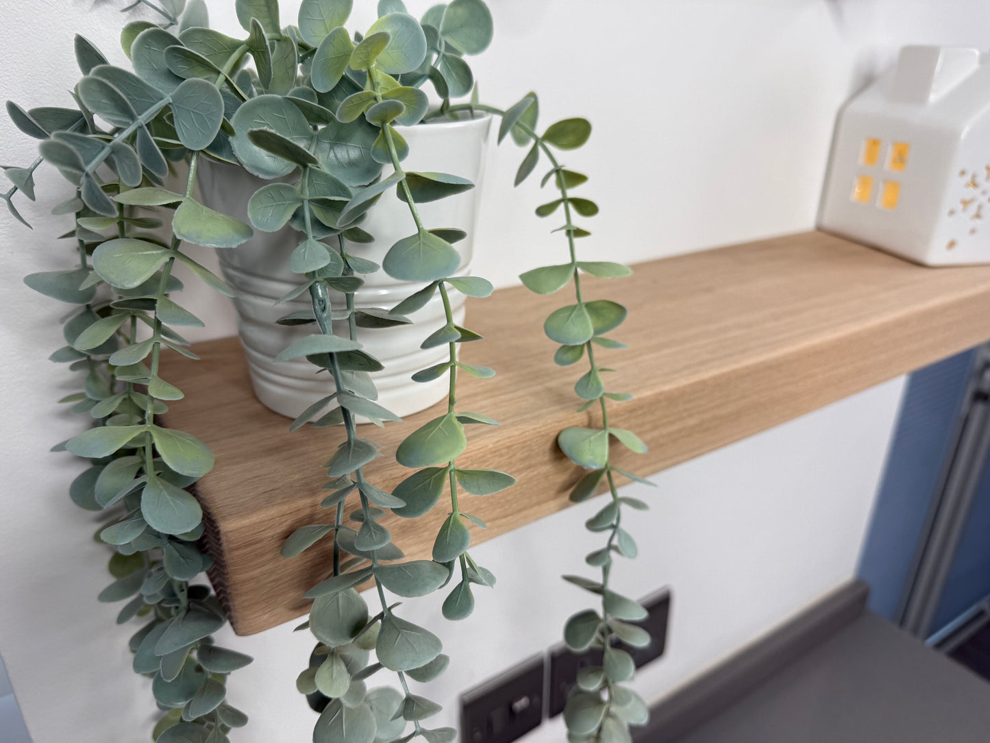 Oak Floating Shelf - Chunky 12cm Deep x 4.5cm Thick (6"x2") For masonry walls