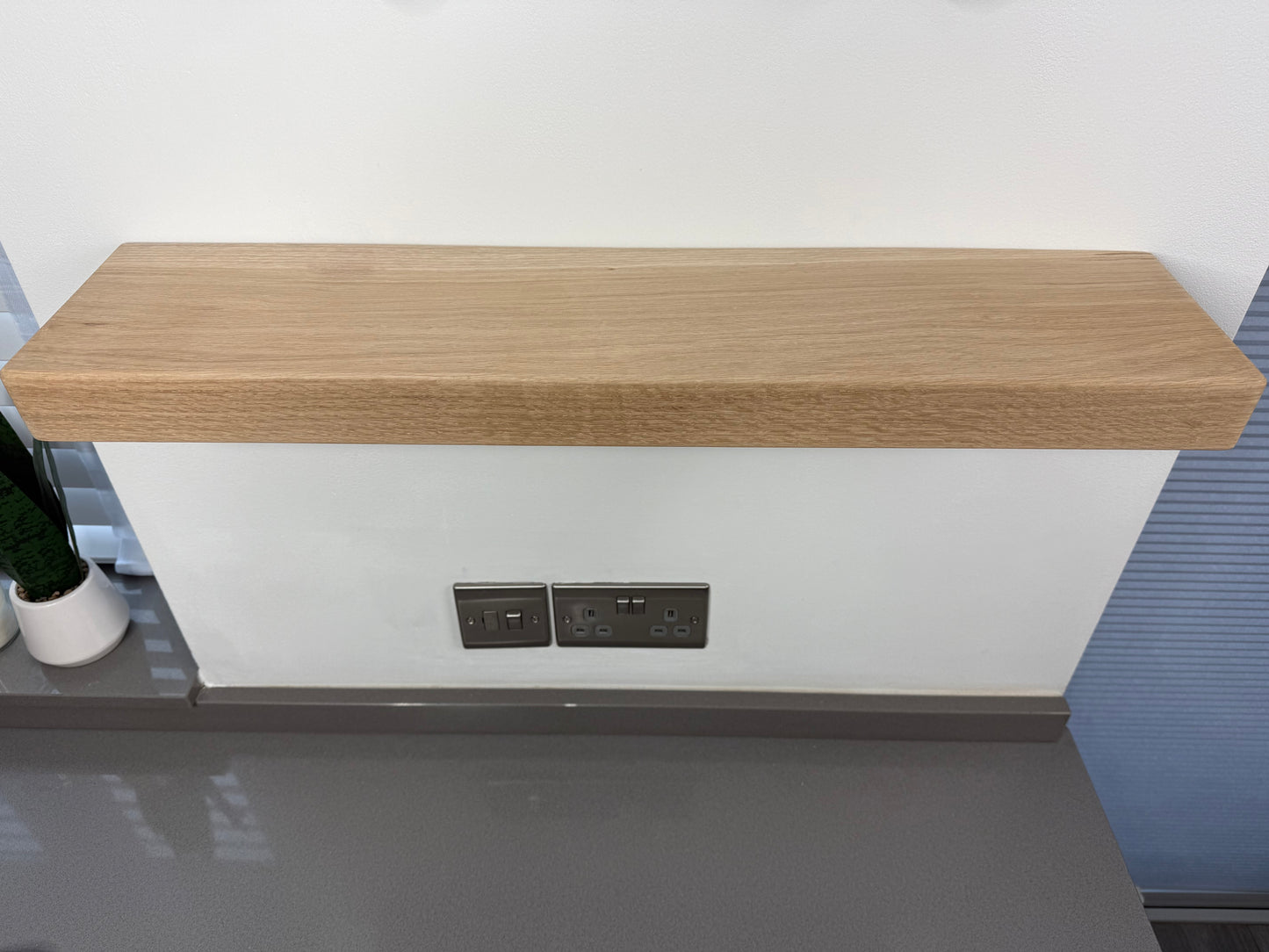 Oak Floating Shelf - Chunky 12cm Deep x 4.5cm Thick (6"x2") For masonry walls