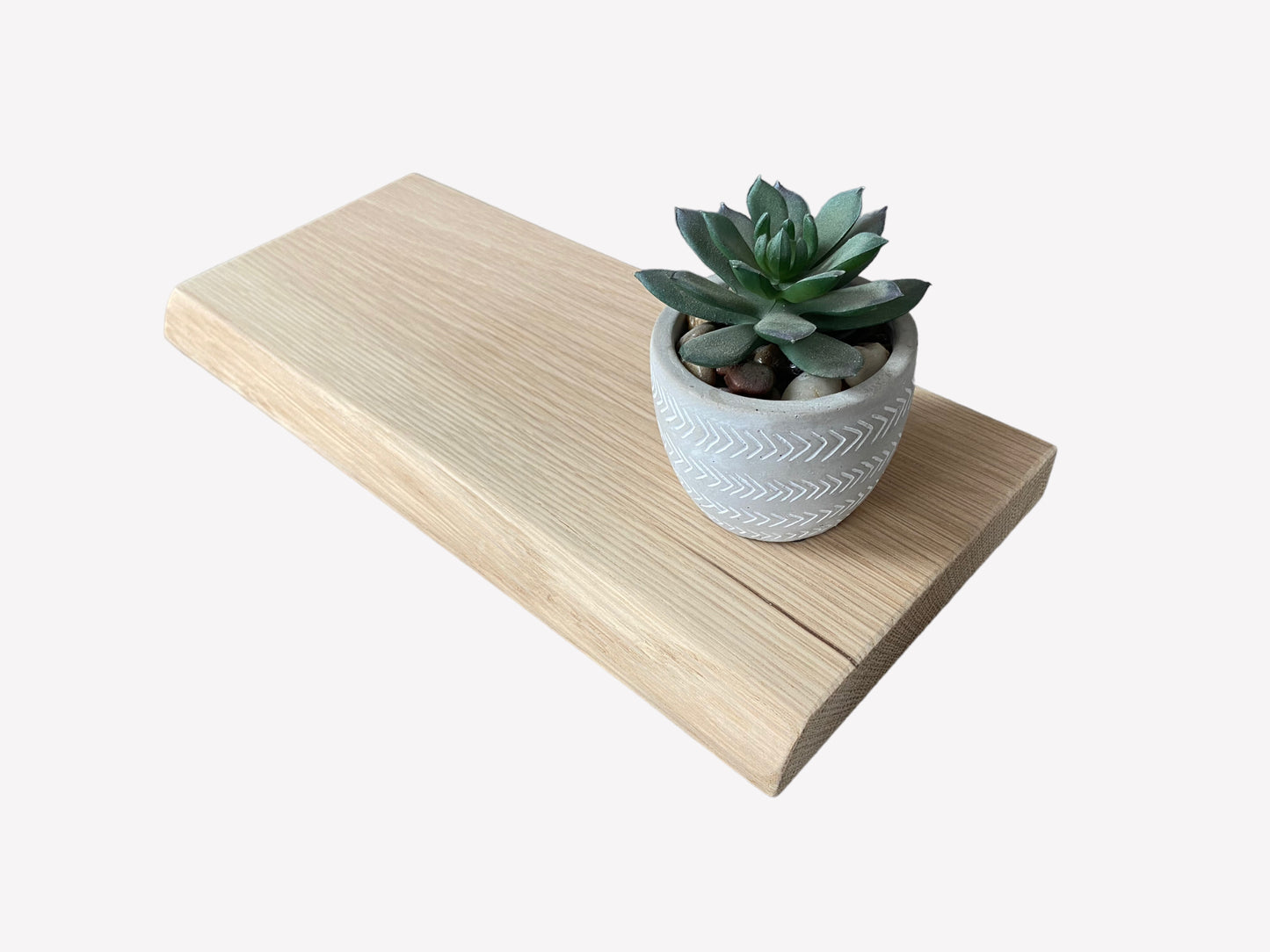 Slim Oak Floating Shelf - Live edge 35cm Deep x 15cm x 2.2cm Thick for plasterboard walls