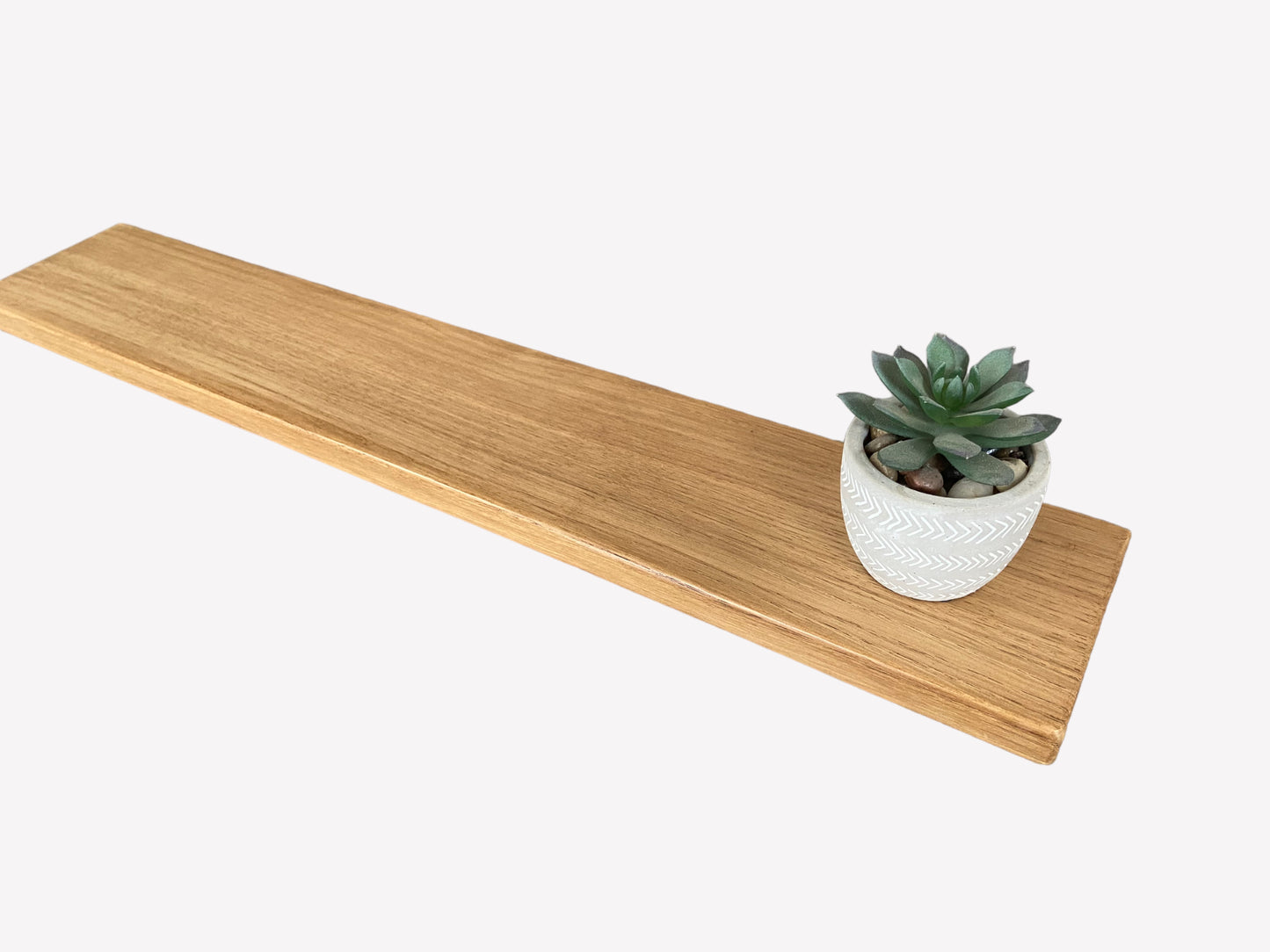 Oak Floating Shelf - 70cm in length x 12cm Deep x slim 2.2cm Thick - Stripped pine - For masonry walls