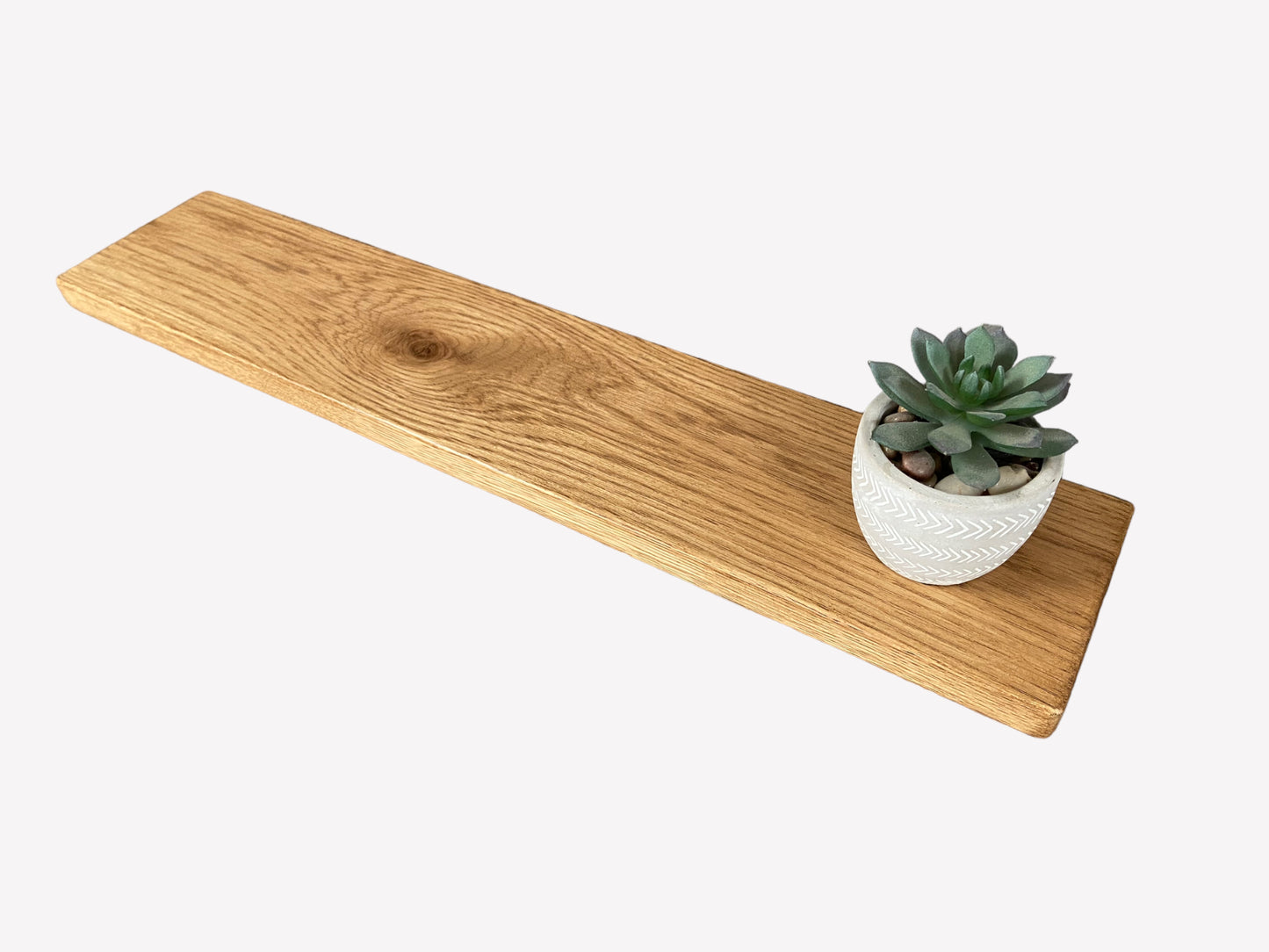 Oak Floating Shelf - 60cm in length x 12cm Deep x slim 2.2cm Thick - Stripped pine - For masonry walls