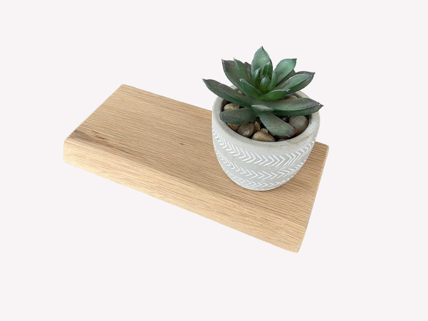 Slim Oak Floating Shelf - Live edge 22cm Deep x 10cm x 2cm Thick for plasterboard walls