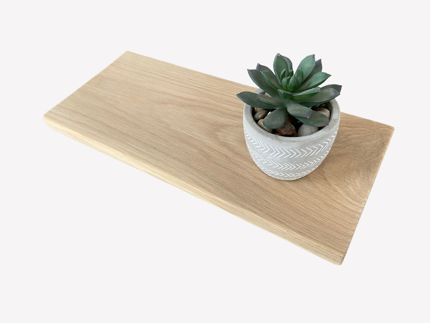 Slim Oak Floating Shelf - Smooth Finish 35cm Deep x 15cm x 2cm Thick for plasterboard walls