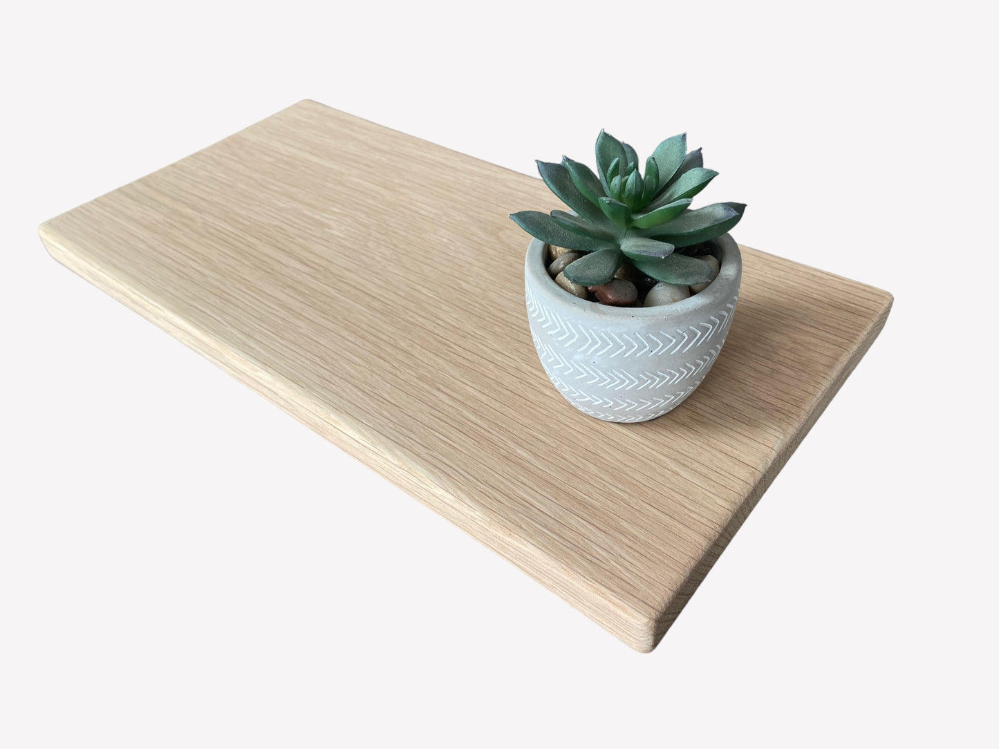 Oak Floating Shelf - 40cm in Length x 20cm Deep x 2cm Thick - For masonry walls