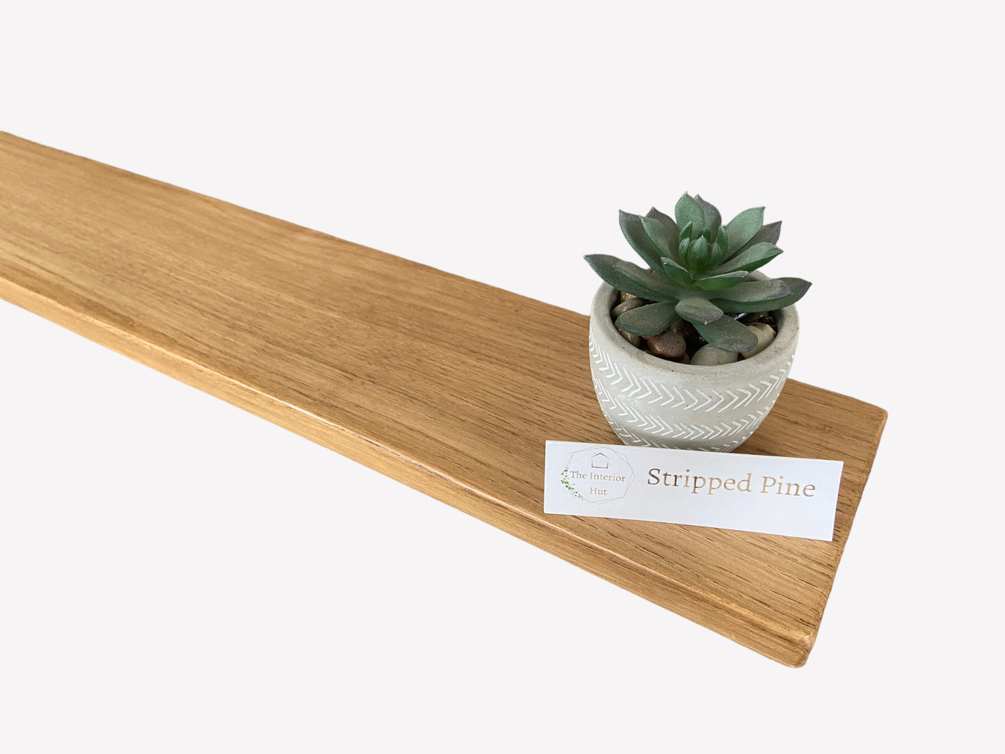 Oak Floating Shelf - 70cm in length x 12cm Deep x slim 2.2cm Thick - Stripped pine - For masonry walls