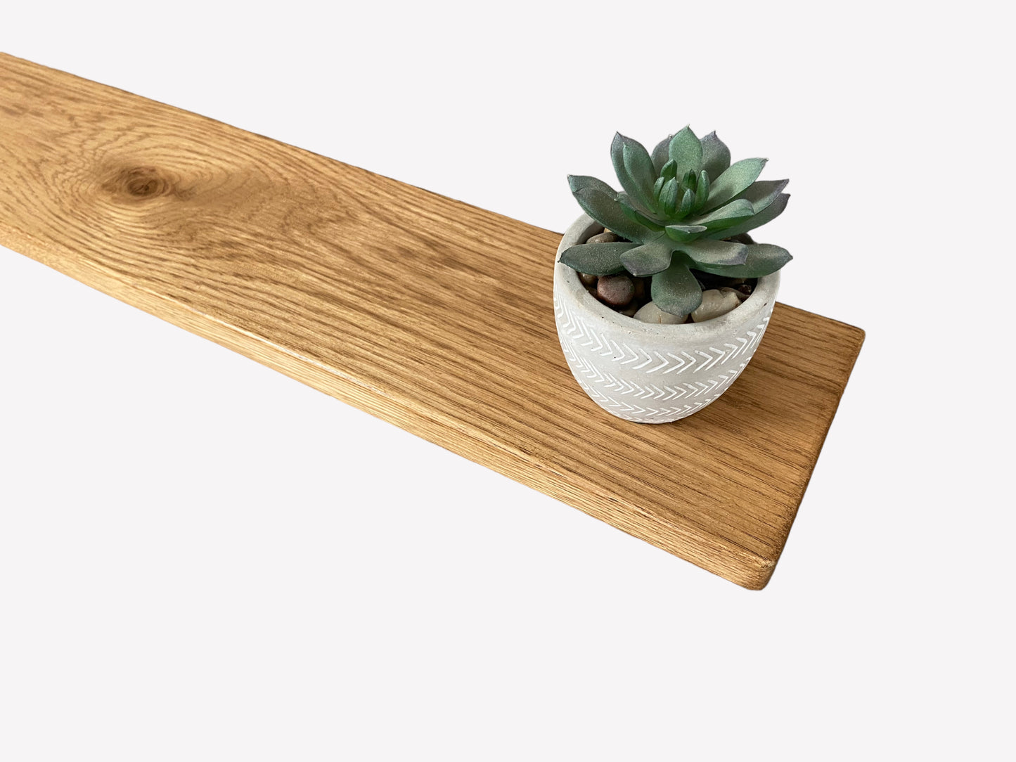 Oak Floating Shelf - 60cm in length x 12cm Deep x slim 2.2cm Thick - Stripped pine - For masonry walls