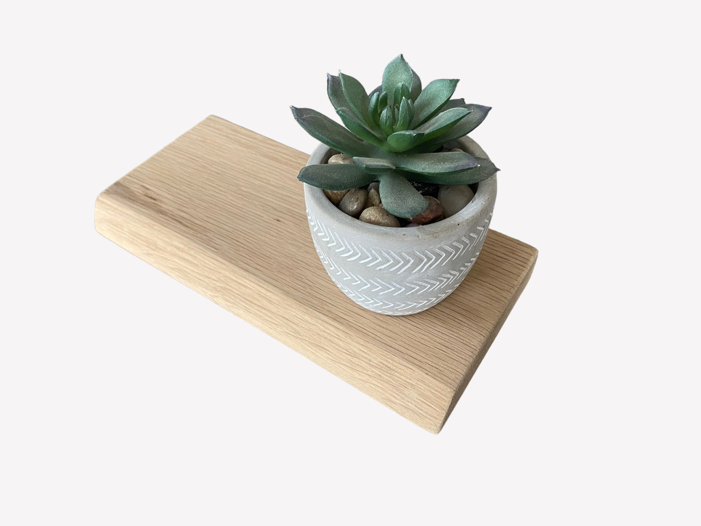 Slim Oak Floating Shelf - Live edge 22cm Deep x 10cm x 2cm Thick for plasterboard walls
