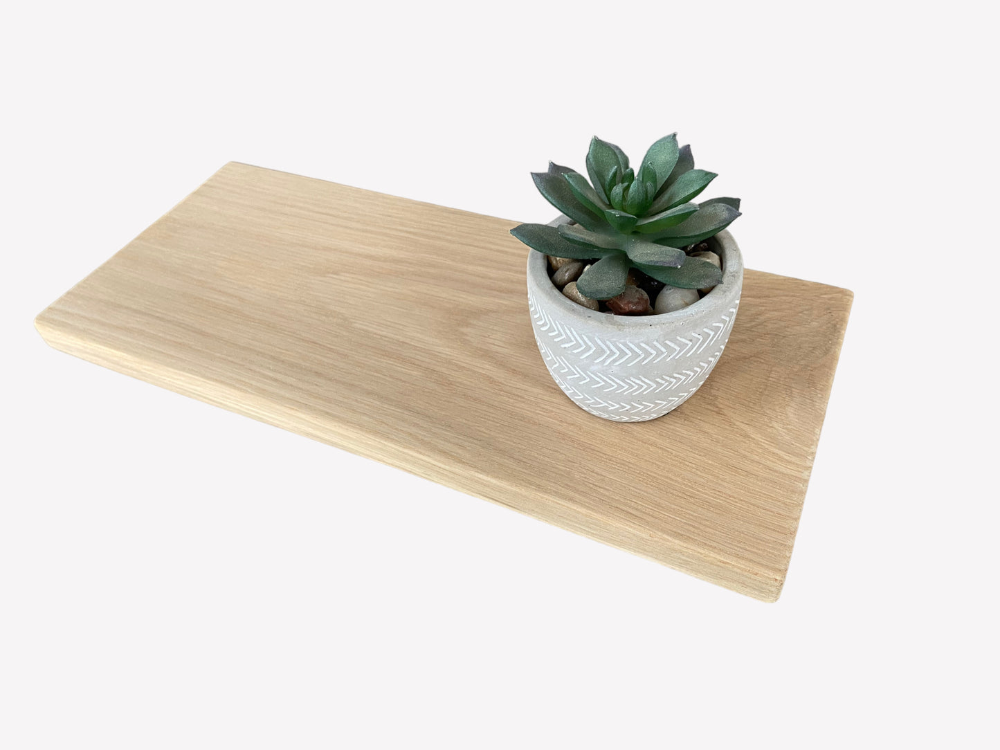 Slim Oak Floating Shelf - Smooth Finish 35cm Deep x 15cm x 2cm Thick for plasterboard walls