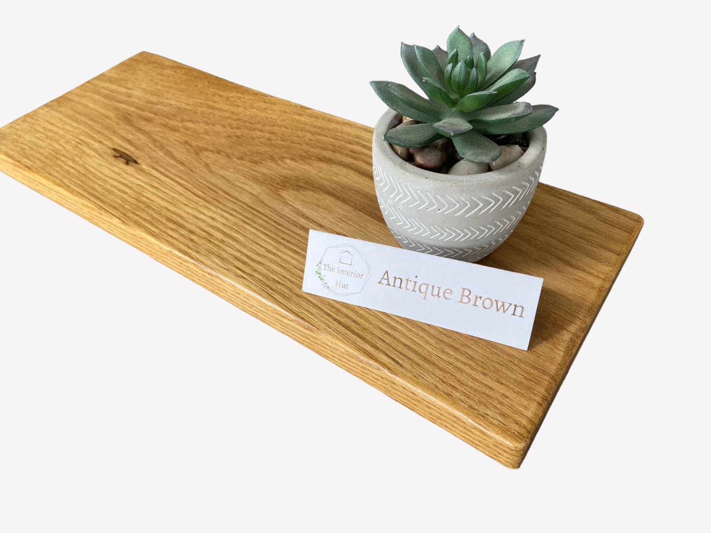 Antique Brown Slim Oak Floating Shelf - 40cm long x 15cm Deep x 2.2cm Thick for masonry walls