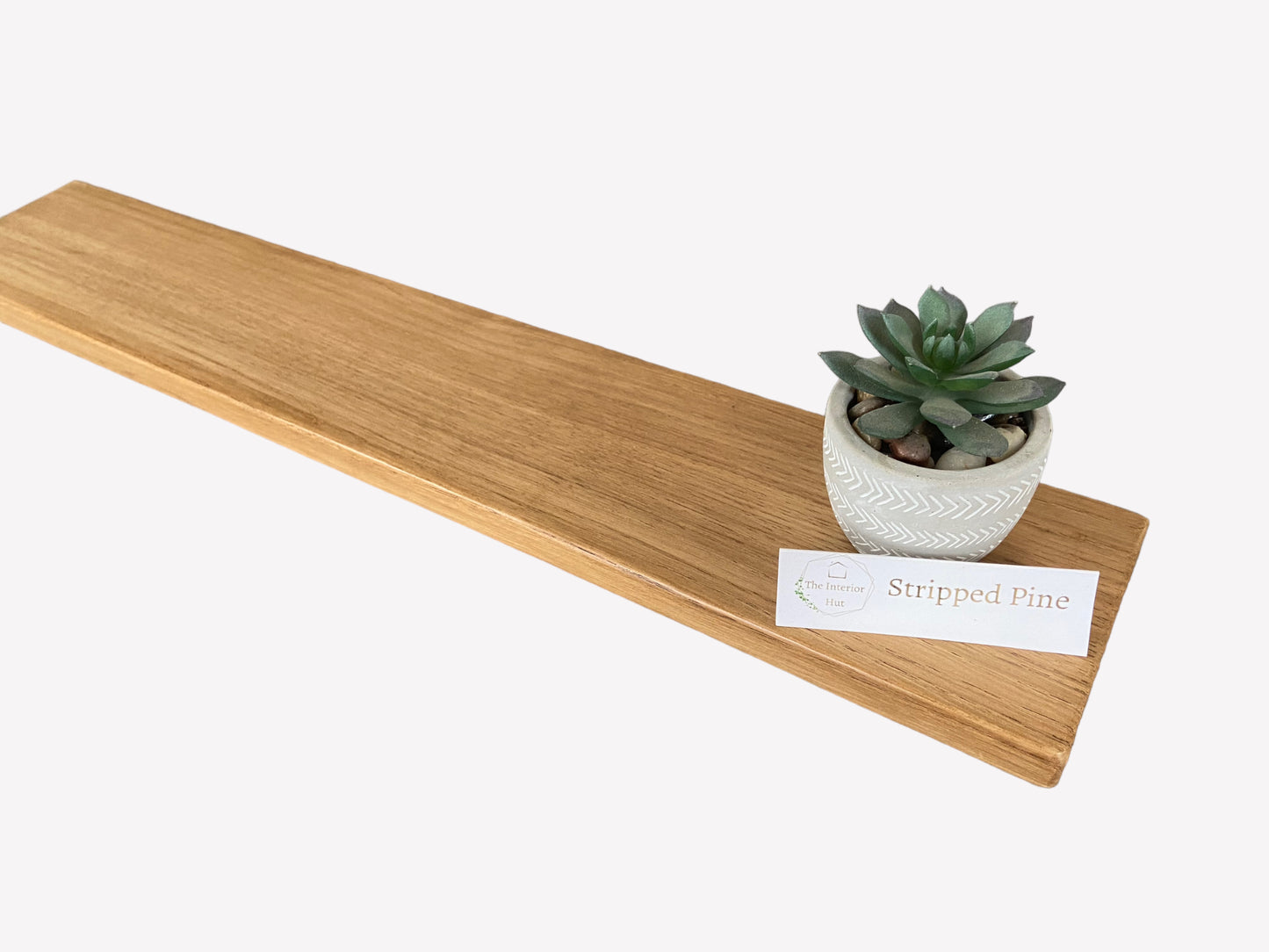 Oak Floating Shelf - 70cm in length x 12cm Deep x slim 2.2cm Thick - Stripped pine - For masonry walls