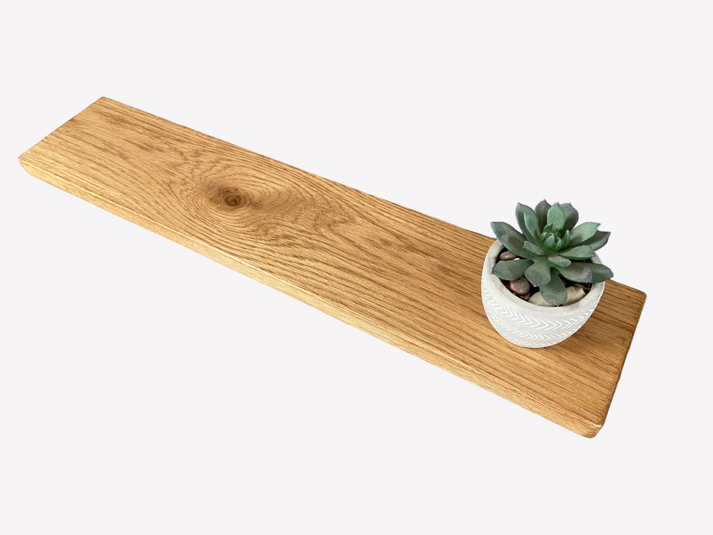 Oak Floating Shelf - 60cm in length x 12cm Deep x slim 2.2cm Thick - Stripped pine - For masonry walls
