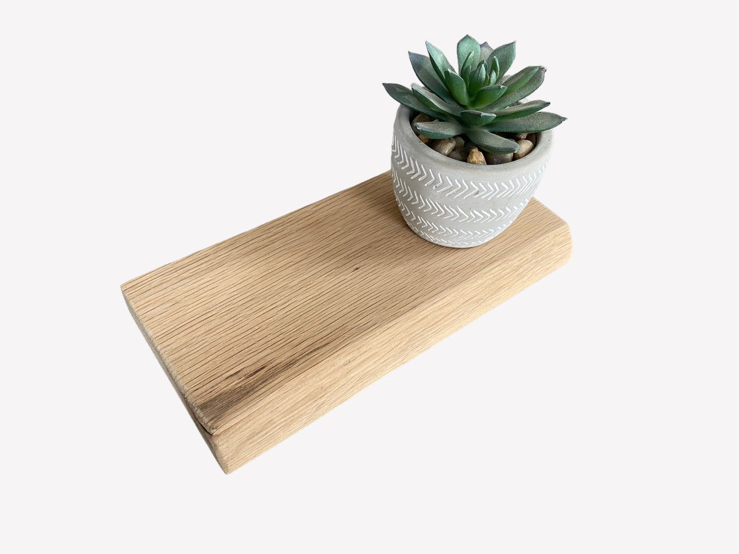 Slim Oak Floating Shelf - Live edge 22cm Deep x 10cm x 2cm Thick for plasterboard walls
