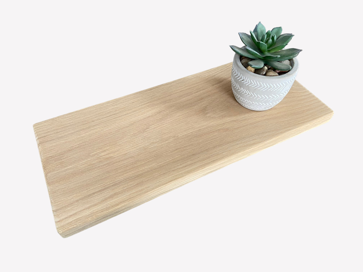 Slim Oak Floating Shelf - Smooth Finish 35cm Deep x 15cm x 2cm Thick for plasterboard walls