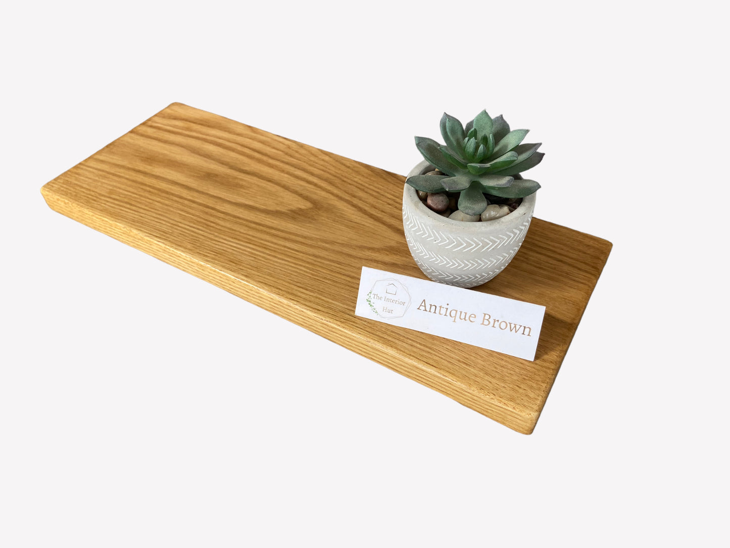 Antique Brown Slim Oak Floating Shelf - 40cm long x 15cm Deep x 2.2cm Thick for masonry walls